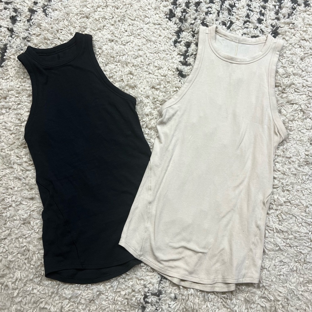 Lululemon Hold Tight Tanks (black 4 and natural ivory 6)